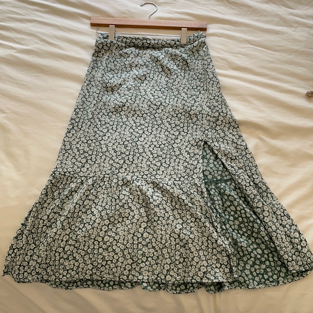 Green Floral Midi Skirt
